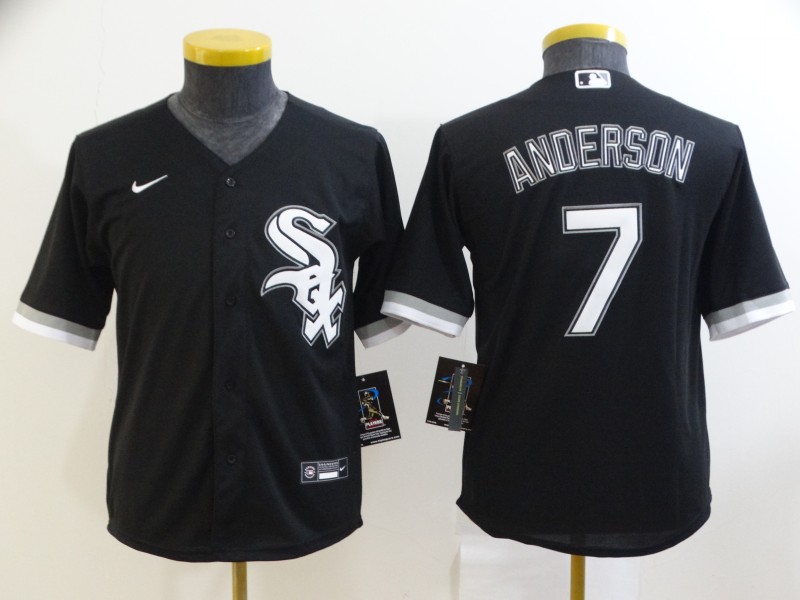 2021 Youth Chicago White Sox 7 Anderson Black Game Nike MLB Jerseys